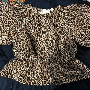 Ballon Sleeve Cheetah Print Top